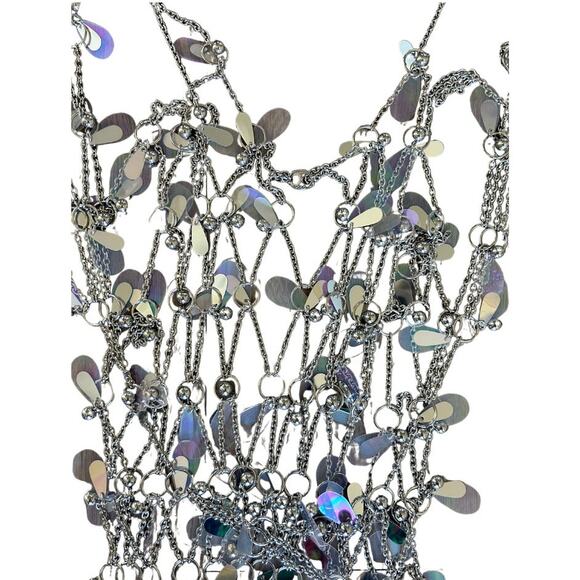 Paco Rabanne Chain Link Celebrity Luxury Dress With Sequin Embellishments - Picture 6 of 8
